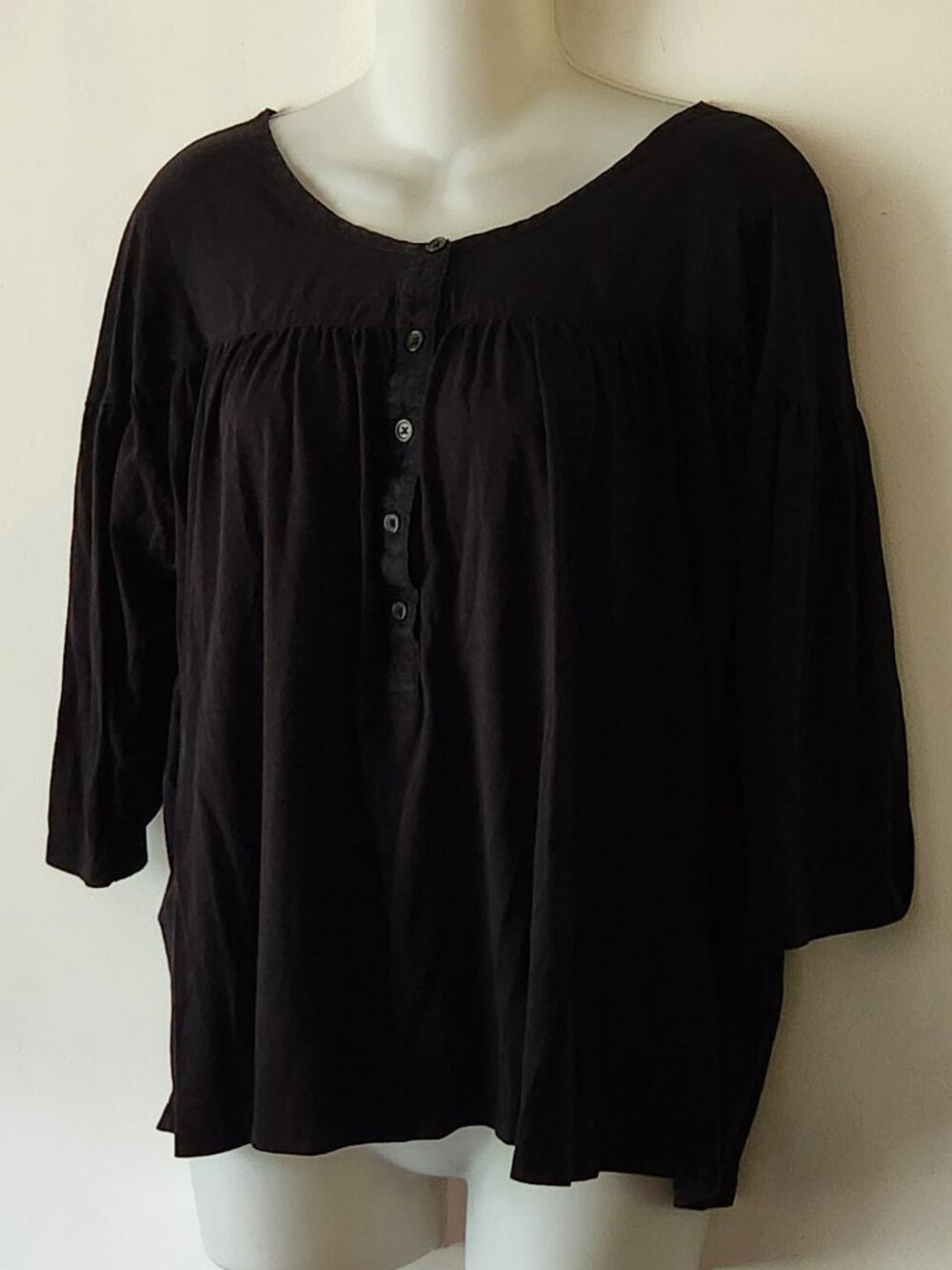 Canyon River Blues blouse sz XL baby doll style black GUC